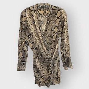 Zara Snake Skin Mini Dress | Faux wrap animal print dress | size XS extra small